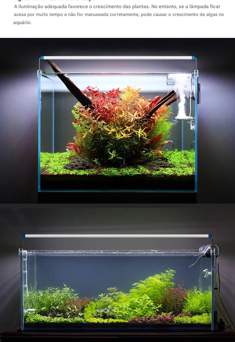 Lâmpada LED extensível de 18 a 70 cm para aquário comuns e de plantas aquáticas de 90V a 260V
