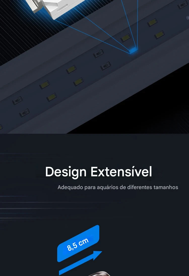 Lâmpada LED extensível de 18 a 70 cm para aquário comuns e de plantas aquáticas de 90V a 260V