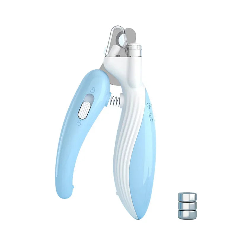 Cortador de unhas profissional para animais de estimação com luz LED e dispenser de descarte