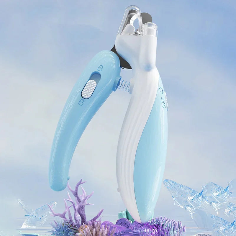Cortador de unhas profissional para animais de estimação com luz LED e dispenser de descarte