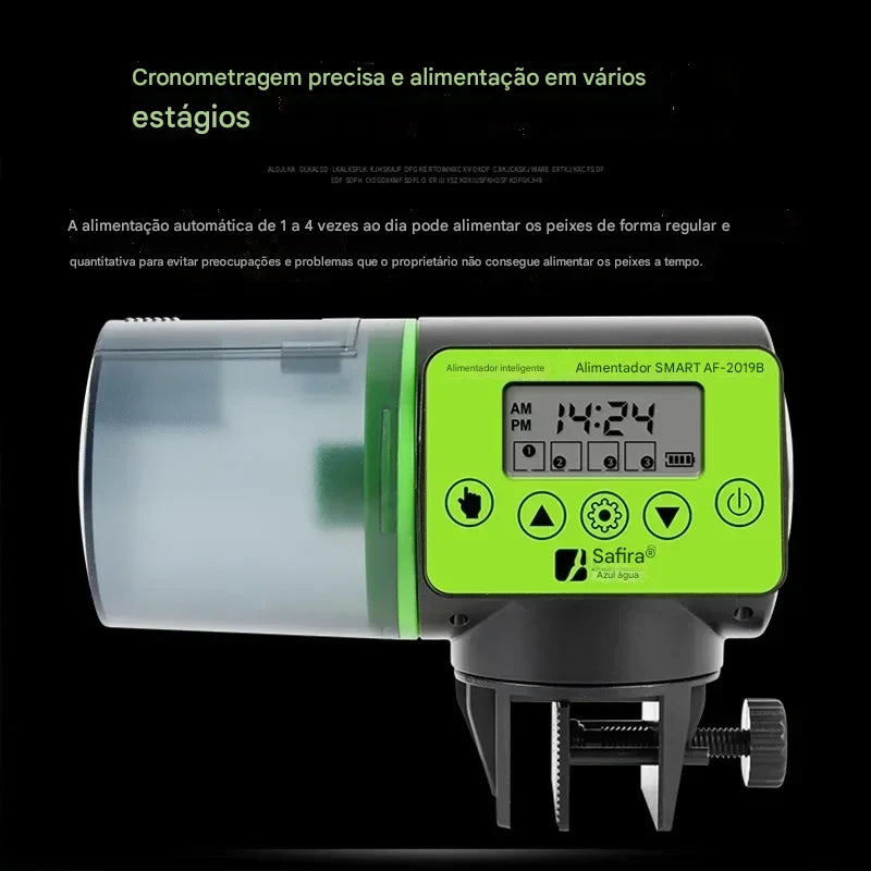 Alimentador automático inteligente com temporizador para aquário
