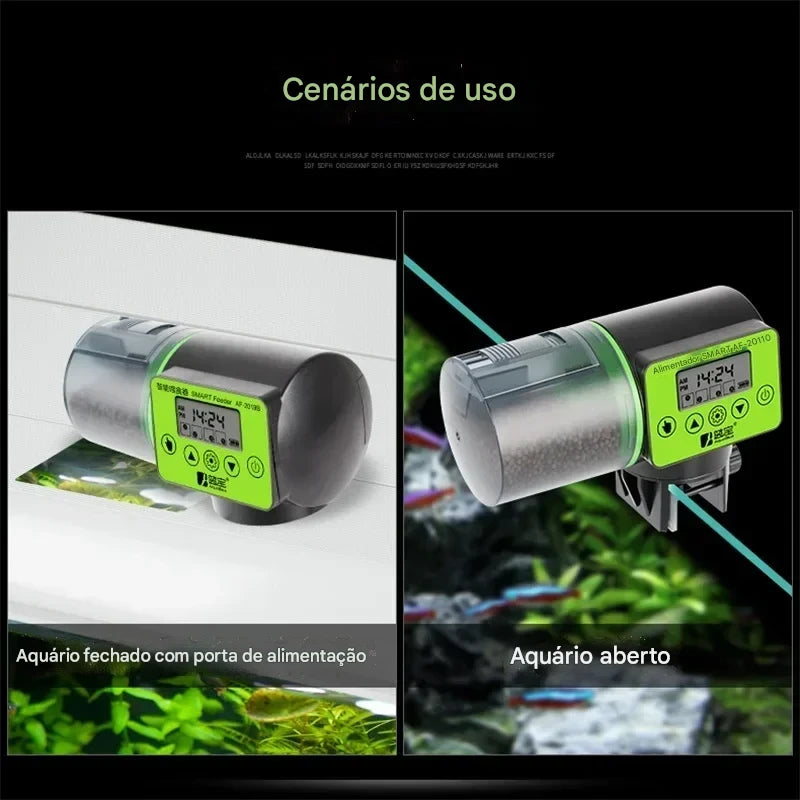 Alimentador automático inteligente com temporizador para aquário