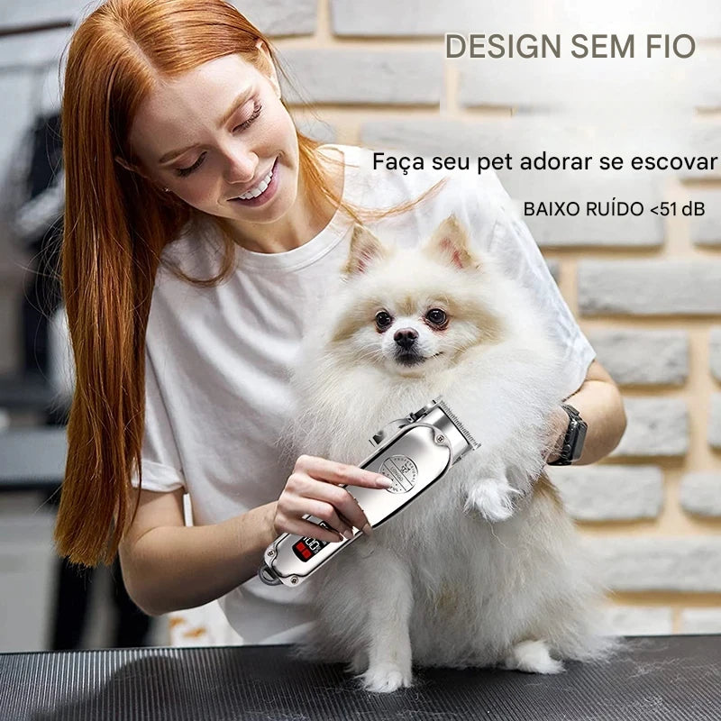 Máquina de cortar pelos profissional para cães totalmente em metal recarregável