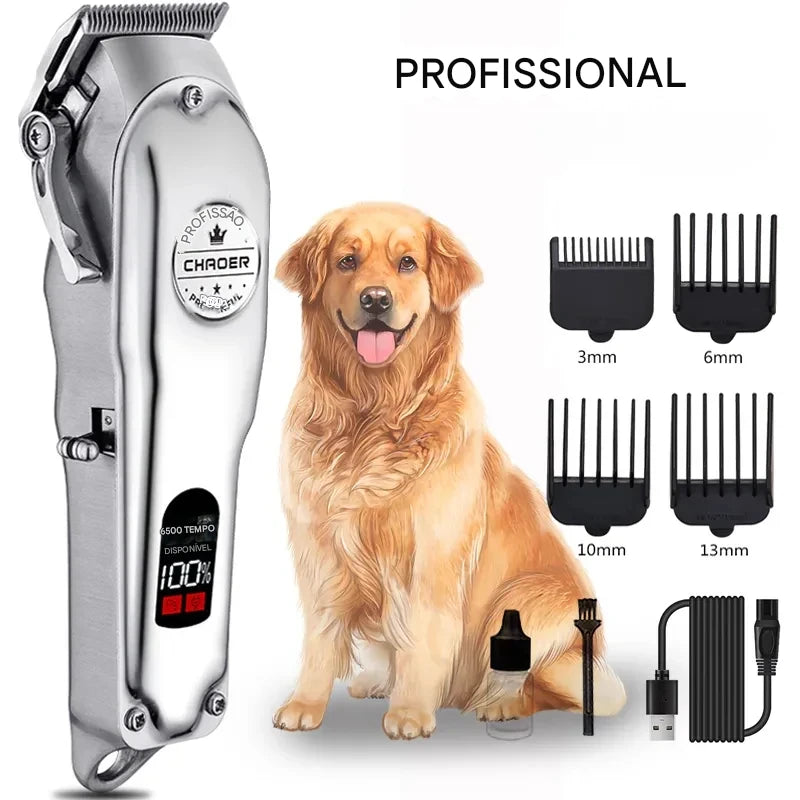 Máquina de cortar pelos profissional para cães totalmente em metal recarregável