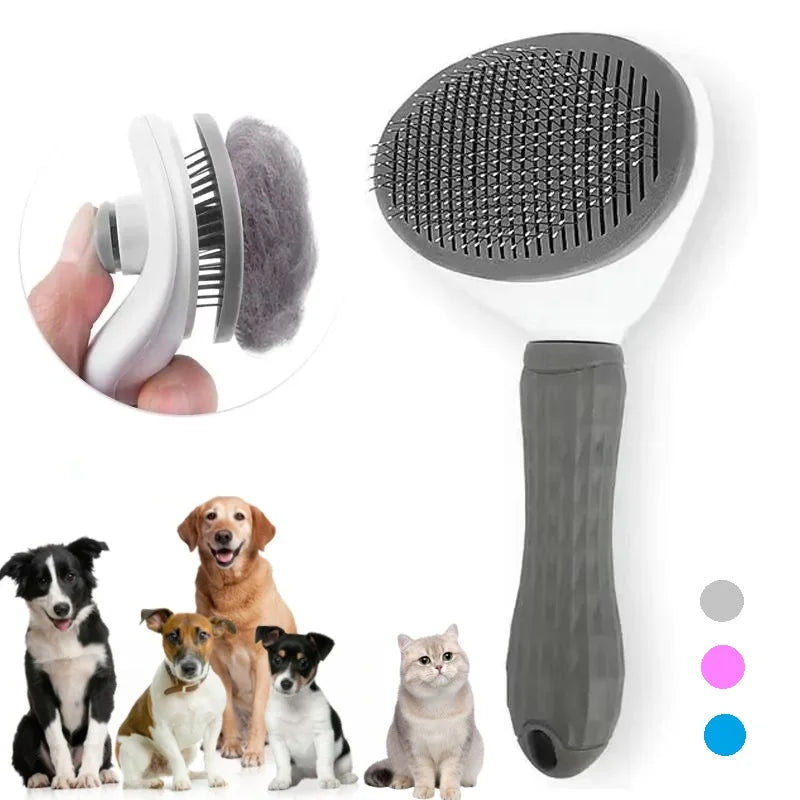 Escova/Pente autolimpante para remoção de pelos de animais de estimação