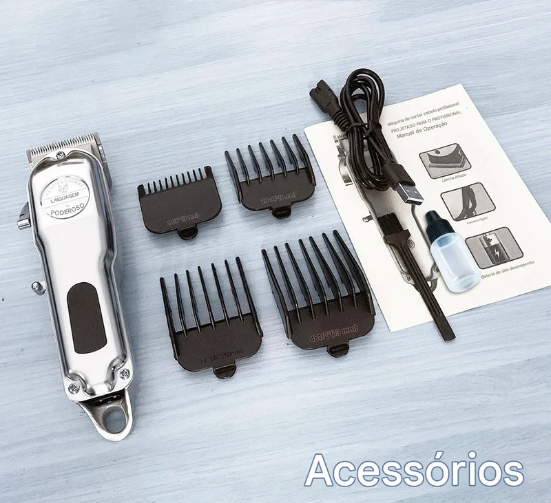 Máquina de cortar pelos profissional para cães totalmente em metal recarregável
