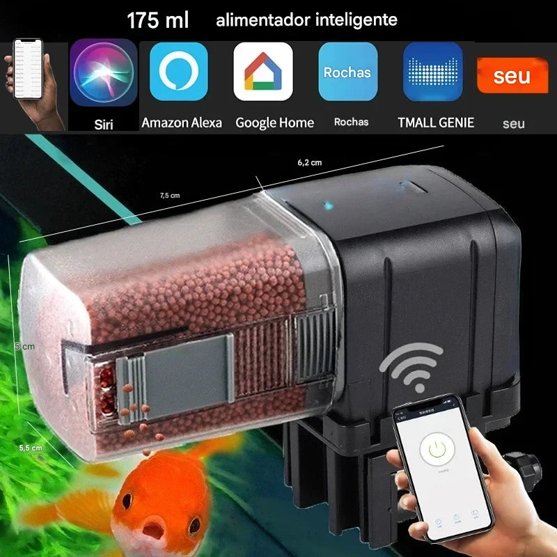 Alimentador automático inteligente com temporizador para aquário