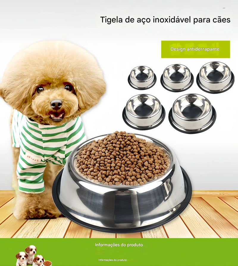 Tigela de aço inoxidável para cães e gatos em 5 diferentes tamanhos