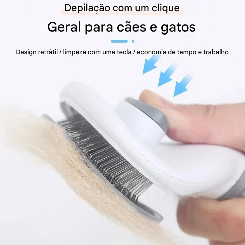 Escova/Pente autolimpante para remoção de pelos de animais de estimação