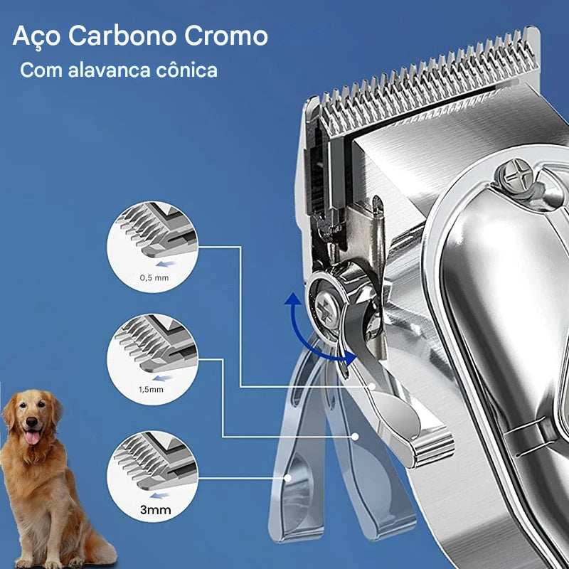 Máquina de cortar pelos profissional para cães totalmente em metal recarregável