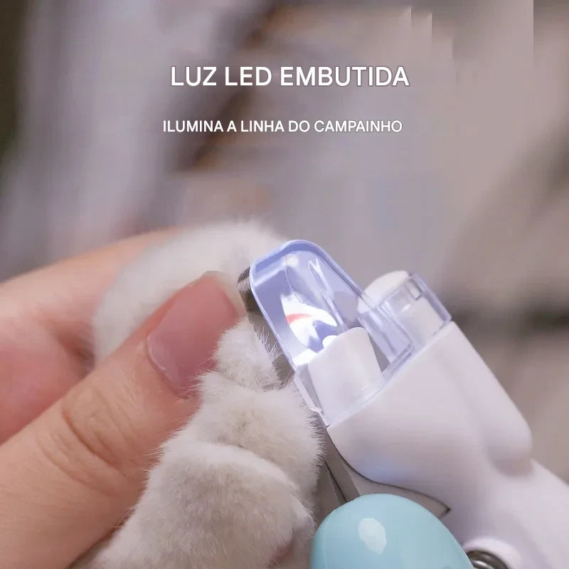 Cortador de unhas profissional para animais de estimação com luz LED e dispenser de descarte
