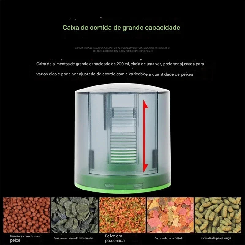 Alimentador automático inteligente com temporizador para aquário