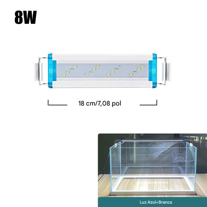 Lâmpada LED extensível de 18 a 70 cm para aquário comuns e de plantas aquáticas de 90V a 260V
