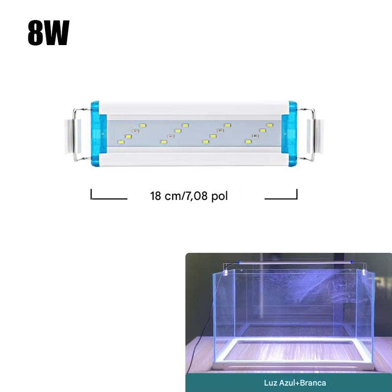 Lâmpada LED extensível de 18 a 70 cm para aquário comuns e de plantas aquáticas de 90V a 260V