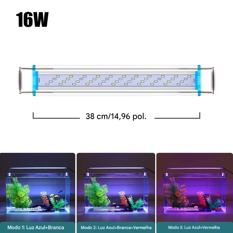 Lâmpada LED extensível de 18 a 70 cm para aquário comuns e de plantas aquáticas de 90V a 260V