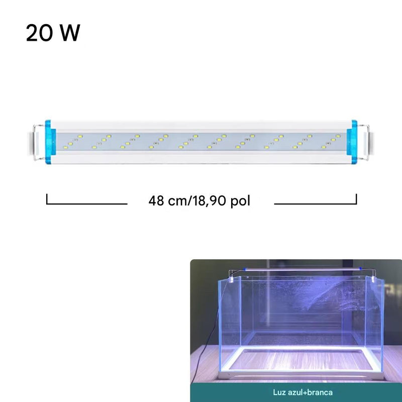 Lâmpada LED extensível de 18 a 70 cm para aquário comuns e de plantas aquáticas de 90V a 260V